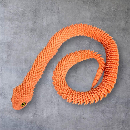 3ft Bush Viper 3D Printed Figurine with Glass Eyes