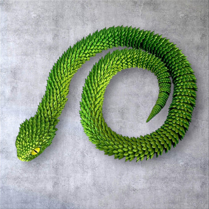 3ft Bush Viper 3D Printed Figurine with Glass Eyes