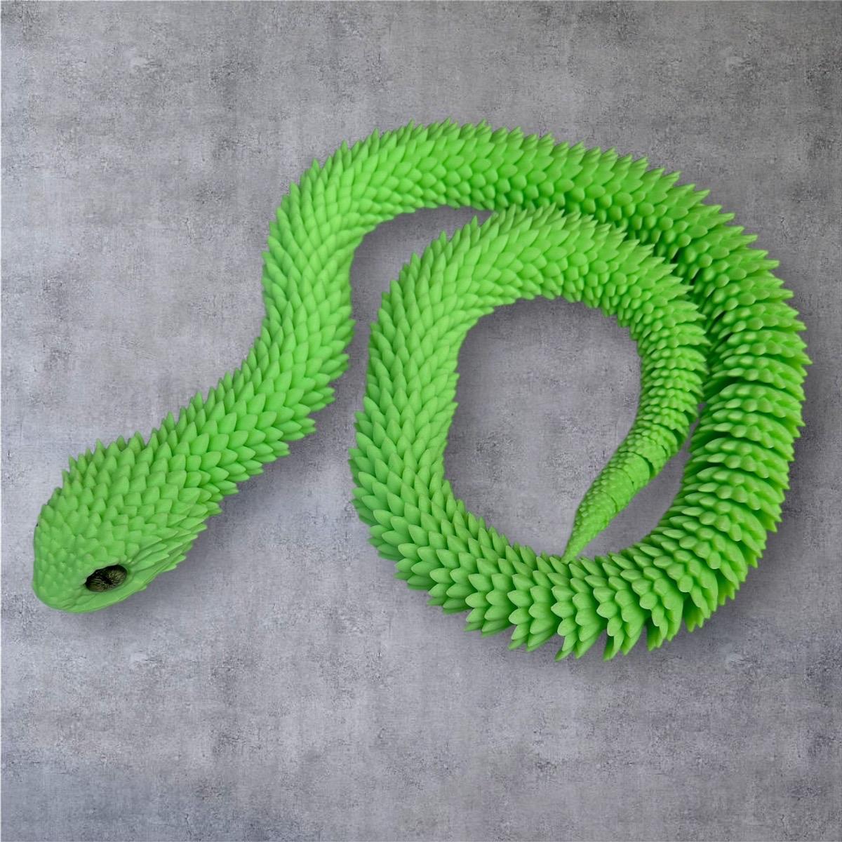 3ft Bush Viper 3D Printed Figurine with Glass Eyes